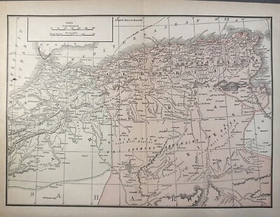 Mapa litográfico original de Marruecos [Marruecos], Argelia, Túnez [Túnez] 1891 Foto 1 de 2