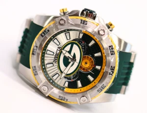 INVICTA NFL Men 52mm Stainless Steel Silver White+Silver+Yellow+ Dark Green dial - Picture 1 of 9