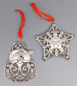 LENOX Brillo y Pergamino Papá Noel y Estrella Adorno de Navidad Tono Plata Gema - Imagen 1 de 7