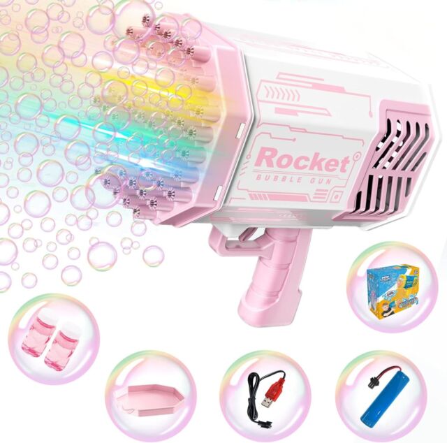 Fun Little toys Bubble Bazooka Gun Blaster, 69 Holes Bubble Machine for  Kids Bubble Makers with Lights, Rocket Bubble Gun for Kids Adults Bubble  Makers for Party Bubble Blaster Gun Bubble Blower 