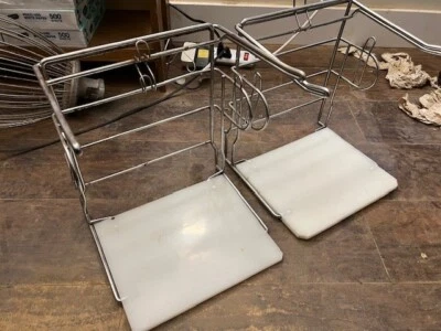 Set of 2 Chrome T-Shirt Shopping Bag Rack Stand Store Holder Grocery Bagging - Image 1 of 4