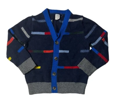 Б/у кардиган в полоску на пуговицах спереди для мальчиков (размер 4Y) - Изображение 1 из 4