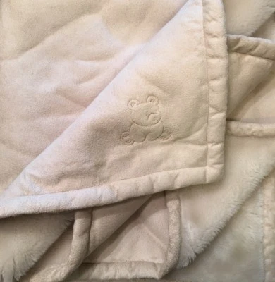 TCP The Childrens Place Baby Embroidered Blanket Teddy Bear Tan Ivory RARE - Image 1 of 3