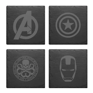 Avengers CaptainAmerica IronMan Slate Coasters Mat Engraved Set Of 4 Table Mats - Picture 1 of 18