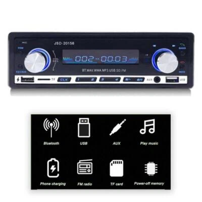 1x High Power Car Stereo Bluetooth In Dash FM SD USB Aux Input MP3 Radio Player - Image 1 of 4