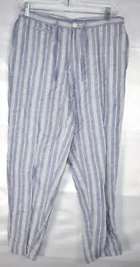 Anne Klein Women's Drawstring Pants, Striped, Blue/ White, Size 0, $79, NwT - Picture 1 of 6