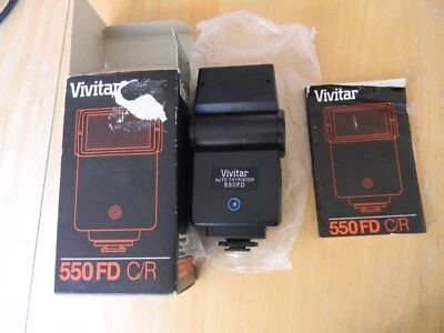Vivitar 550FD Shoe Mount Flash for Canon/Ricoh - Works with Box and Manual. - Image 1 of 4
