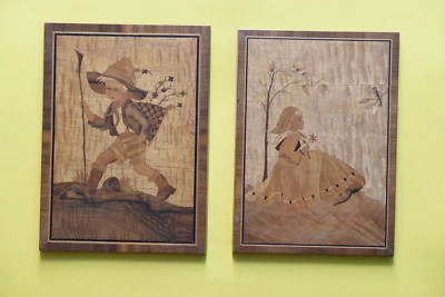 Holzbilder Intarsien: Krabat & Kantorka - Junge & Mädchen | Liebe Märchen Sage - Bild 1 von 4