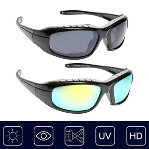 2pcs Wind Resistant Foam Padded Glasses Motorcycle Riding Sunglasses Men Women - Picture 1 of 16