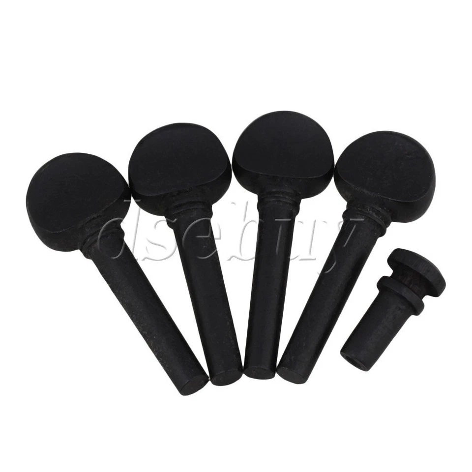 Black Ebony 3/4 Violin Tuning Pegs Tuners With Tail End Pin 58 X 21mm