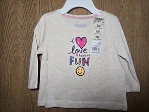 NWT Size 6M OshKosh B'gosh heather beige shirt I love having fun smiley face - Picture 1 of 3