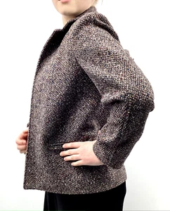 VNTG Tweed MIKABE Boutique High Fashion Wool Blend Blazer Sz 10 jacket coat - Picture 1 of 10