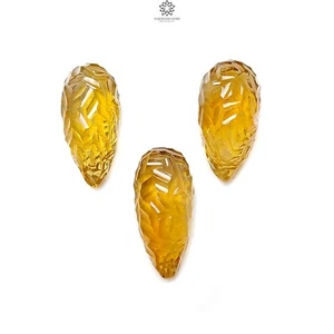 Juego de 3 lágrimas de piedras preciosas de citrino amarillo natural 81,30 quilates talla 26 mm - 27 mm - Imagen 1 de 5