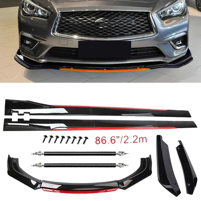 Glossy Black Look Red Front Lip Chin Bumper Side Skirt For Infiniti QX50 QX60 - Imagem 1 de 4