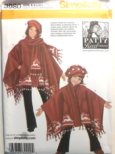 Simplicity 3980 Poncho Wrap Scarf Hat Sewing Pattern Girls Adult S M L Winter - Picture 1 of 5