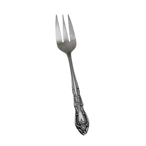 Vintage Stainless Steel Serving Meat Fork Flatware Floral Pattern 8.5" Korea - Picture 1 of 6