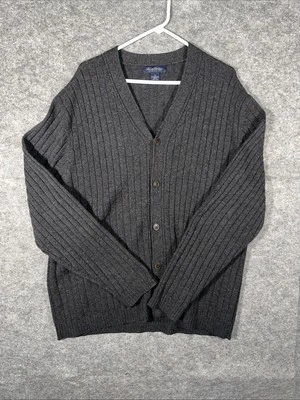 Brooks Brothers 100% Lambswool Cardigan Sweater Charcoal Gray Size 2XL *READ* - Image 1 of 4