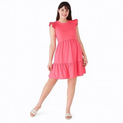 Платье Kate Spade большое трапециевидная вязка глубокий георгин розовое с оборками K7675 - Изображение 1 из 4