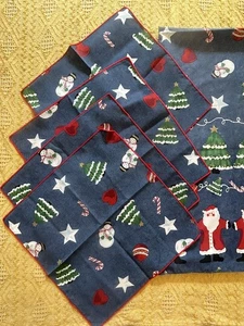 De Colección Servilletas Mantel Santa Árboles de Navidad Bastones de Caramelo Cena Vacaciones Familia - Imagen 1 de 3