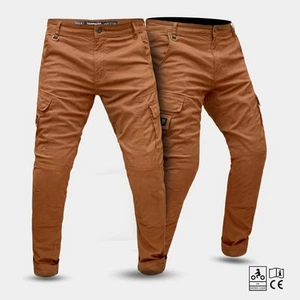 Men's Motorcycle Motorbike Cargo Twill Trouser Lined with Kevlar jeans pant - Picture 1 of 10