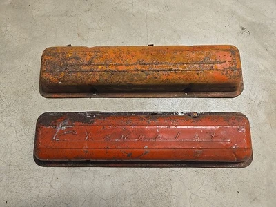 Chevrolet SBC Script Valve Covers 265 283 350          #2 - Image 1 of 4
