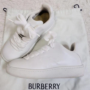 Burberry Low Cut Leather Box Sneakers 7.0 US w/ Embossed Logo - Picture 1 of 10