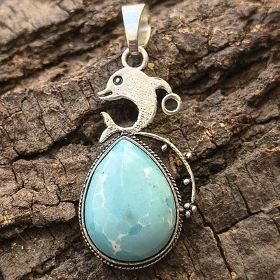 Venta Colgante Larimar Piedras Preciosas Pingüino 1 PIEZA Plata de Ley 925 Chapado Joyería Foto 1 de 4