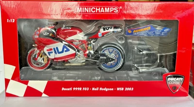 MINICHAMPS 1/12 MOTO GP DUCATI 999R F03 NEIL HODGSON WSB 2003 #100 DUCATI CORSE - Immagine 1 di 3
