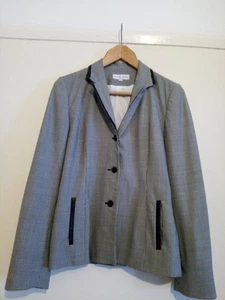 Husen Moda Woman dogtooth Jacket Blazer size 12 100% Wool Houndstooth Vintage - Picture 1 of 15