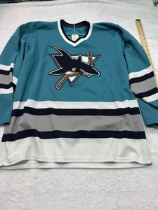 Vintage 90s San Jose Sharks CCM By Maska Hockey Jersey Sz L - Picture 1 of 12