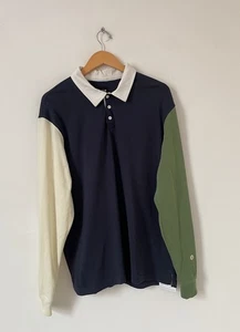 Stance Langarm Poloshirt Large blau Colour Block Rugby Preppy - Bild 1 von 11