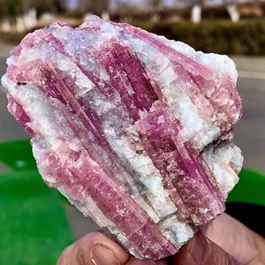 Tormalina rossa naturale 196G con cristallo di quarzo a grappolo esemplare minerale- - Foto 1 di 20