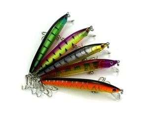Pack of 5 Jerkbait Lures Kit Plastic Minnow Fishing Lures 9.5cm/3.74"/8.5g - Picture 1 of 5