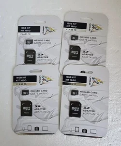 LOT OF 4 MFLASH 16GB KIT WITH ADAPTER Micro SD Class 10 MicroSD Memory - Picture 1 of 10