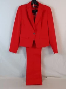 Womens Red Stretch Blazer & Pants Suit Set NY & Co Size 0 - Picture 1 of 10