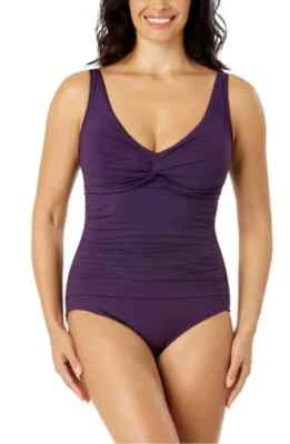 Traje de baño Lands' End de una pieza traje de baño talla grande púrpura oscuro UPF 50 NUEVO CON ETIQUETAS Foto 1 de 3