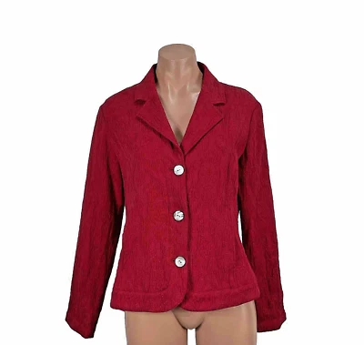 Vtg Chico's Red Jacket Blend Embroidered Lightweight Polyester Rayon sz 1 S/M - Image 1 of 4
