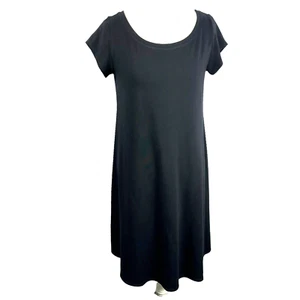 Eileen Fisher The System Women's Black Stretch Shift Shirt Dress S/S Size M - Picture 1 of 8