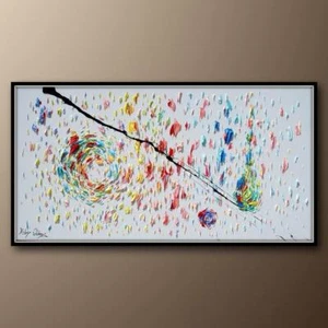 Abstract 67" - rainbow colors, oil painting by Koby Feldmos - Picture 1 of 6