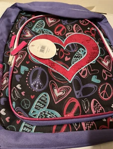 Love and Peace Womens Black Pink White Hippie Book Tote Small - Picture 1 of 1