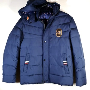 Jeep VTG Duck Down Blue Puffer Jacket Mens Size M Zip Up Winter Quilted Coat RA - Picture 1 of 14
