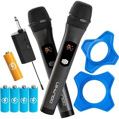 Set of 2 Dolphin MCX20 Wireless Microphone System Cordless Dual Handheld Dynamic - Image 1 of 4