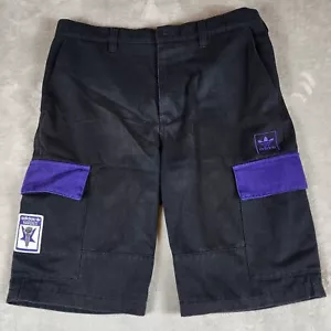 Adidas Hardies Shorts Mens 32 Black Purple Cargo Pockets Skateboard Missing Legs - Picture 1 of 9