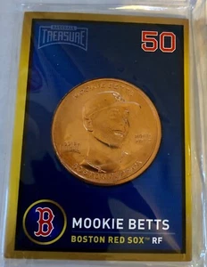 2018 BASEBALL TREASURES Mookie Betts Dodgers Red Sox #50 BRONZE COIN CARD EXC-NM - Picture 1 of 3