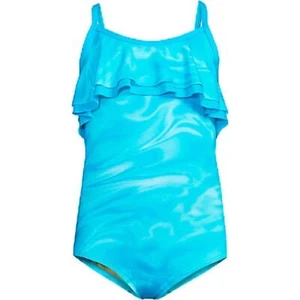 Lands' End Girls Blue Ruffle Swimsuit NWT Size 4 - Picture 1 of 6