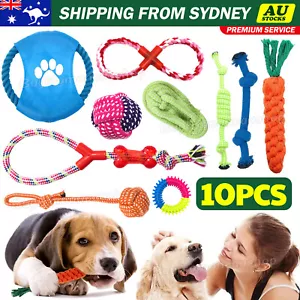 10X Dog Braided Rope Toys Pet Puppy Chew Bite Toy Gift Tough Cotton Clean Teeth - Picture 1 of 9