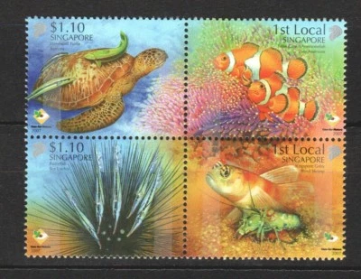 SINGAPORE 2007 SHORES AND REEFS BLOCK OF 4 STAMPS IN MINT MNH UNUSED CONDITION - Image 1 of 3