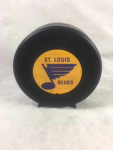 St Louis Blues Hockey Puck Still Bank Blue Note NHL Logos Vintage 1970s Cover