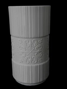 Vase Edelstein Bavaria weiß Porzellan Ornamenten Bordüren Relief Vintage 70er - Picture 1 of 6