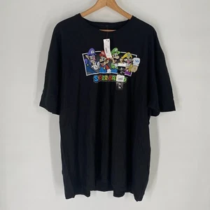 Super Mario Mens Black All The Bros Graphic T-Shirt Short Sleeve Size 3XL NEW - Picture 1 of 11